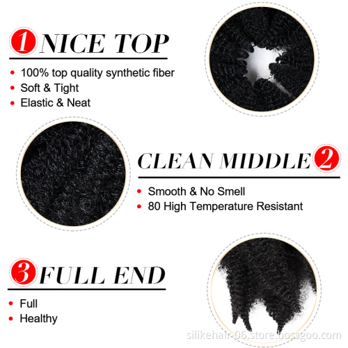 Soft Pure Hot selling Afro Kinky Bulk Synthetic twist marley braiding pre twisted synthetic hair extension for crochet braids